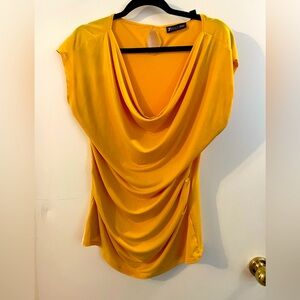 Goldenrod yellow cowl neck short sleeve top